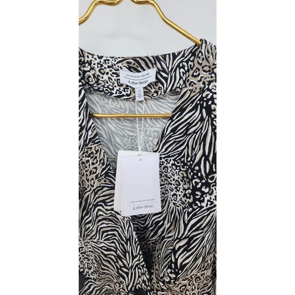 New NWT & Other Stories Animal Print Peplum Duo Button Wrap Blouse Top US 8 - Picture 10 of 12